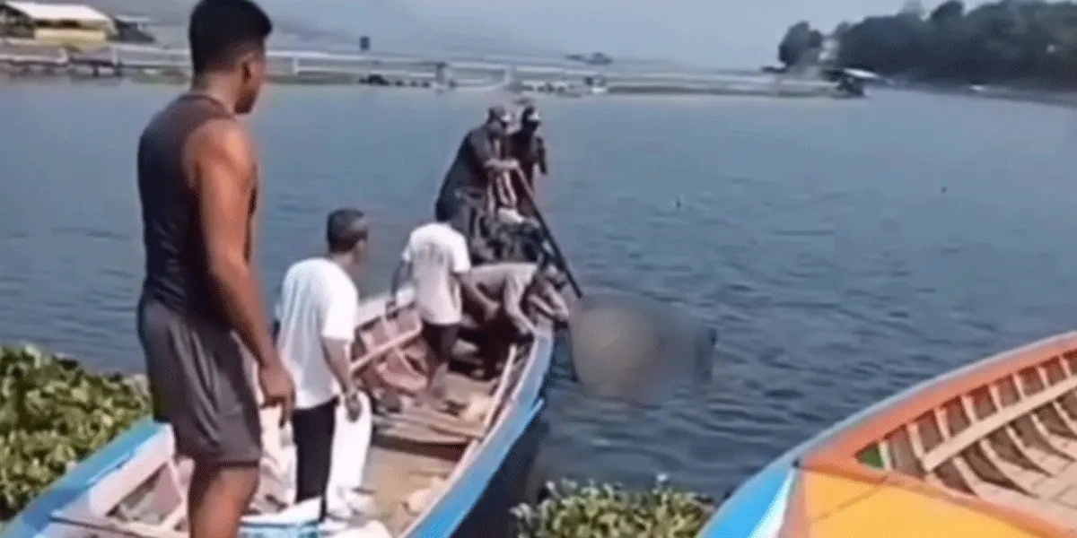 Petugas dibantu warga mengevakuasi jasad Sumarna (40), satpam Waduk Jatiluhur, yang diduga menjadi korban pembunuhan.