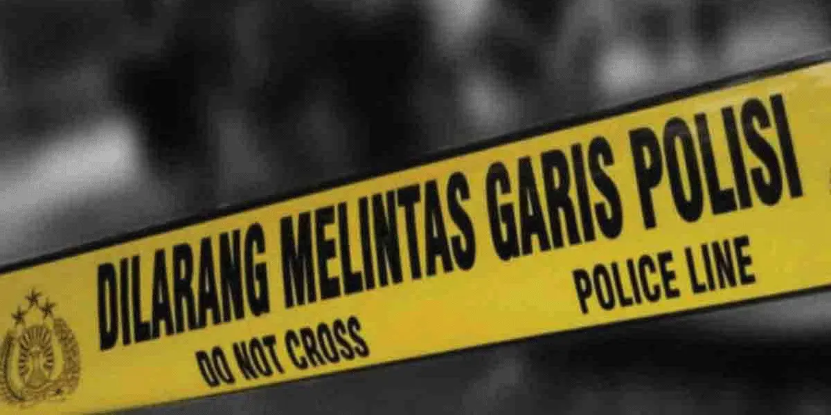 Ilustrasi garis polisi membentang.
