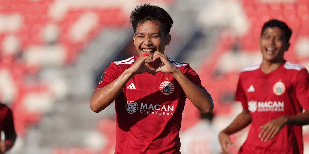 Pemain Persija Jakarta, Witan Sulaeman melakukan selebrasi usai mencetak gol ke gawang Arema FC dalam laga perebutan tempat ketiga Piala Presiden 2026 di Stadion Kapten I Wayan Dipta, Gianyar, Kamis (6/8/2026).