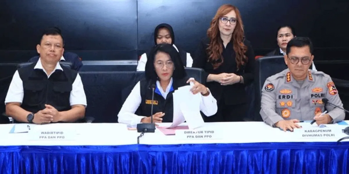 Direktorat Tindak Pidana Perempuan, Anak, dan Pidana Perdagangan Orang (Dittipid PPA-PPO) Bareskrim Polri menggelar konferensi pers terkait kasus tindak pidana perdagangan orang (TPPO) bermodus pengantin pesanan WNI ke Tiongkok.