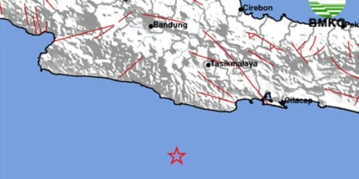 Pusat gempa di Kabupaten Pangandaran, Provinsi Jawa Barat. Foto: Dokumen BMKG