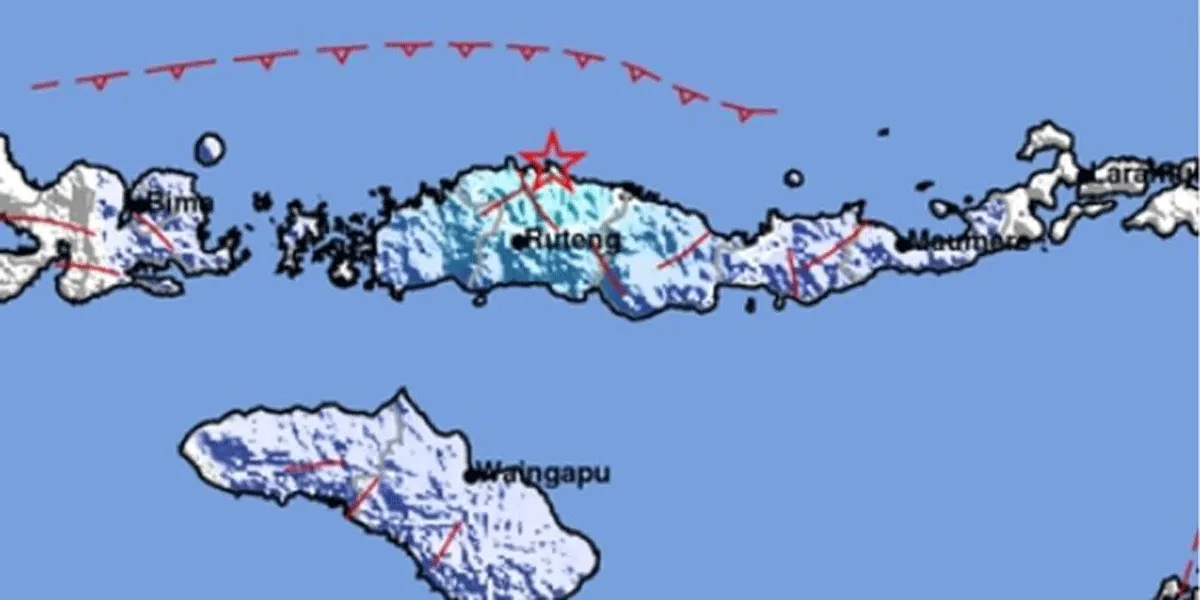 Pusat gempa susulan di Ruteng, NTT.