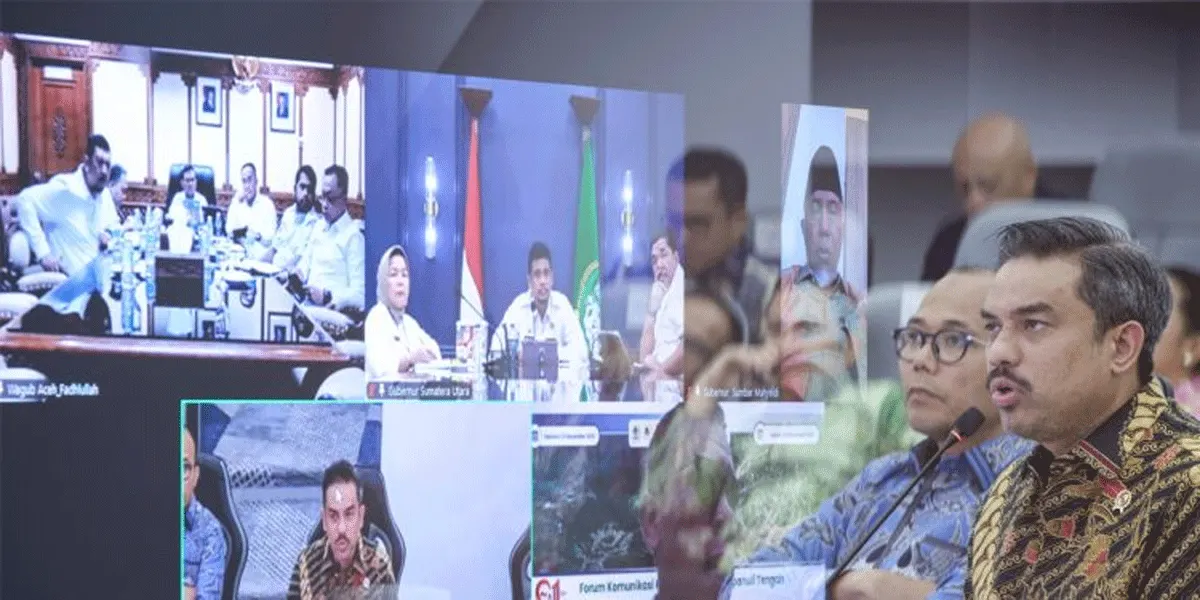 Menteri UMKM Maman Abdurrahman mengikuti Kick Off Sosialisasi Program Pemulihan Ekonomi Terdampak Bencana Sumatera secara daring bersama jajaran kepala daerah, Rabu (26/8/2026).
