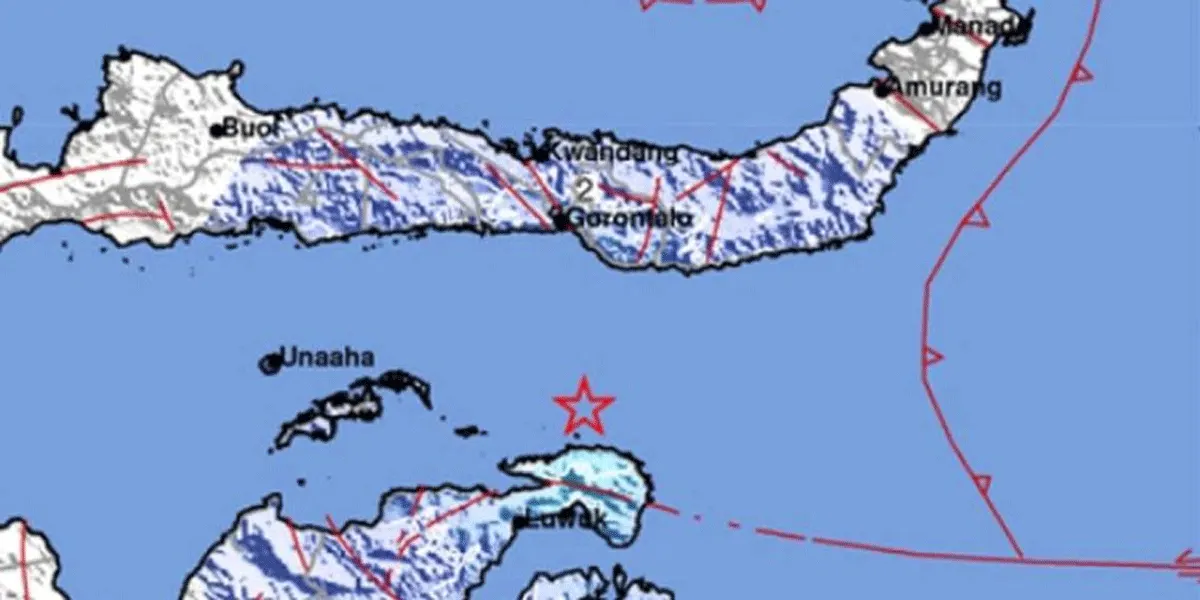 Pusat gempa di Banggai, Sulawesi Tengah.