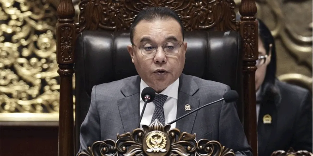 Wakil Ketua DPR RI Sufmi Dasco Ahmad dalam agenda Rapat Paripurna DPR RI Ke-5 Masa Persidangan I Tahun Sidang 2026-2027, Jakarta, Selasa (8/9/2026).