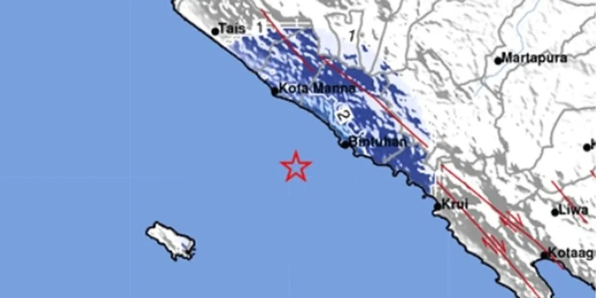 Pusat gempa di Kaur di Bengkulu.