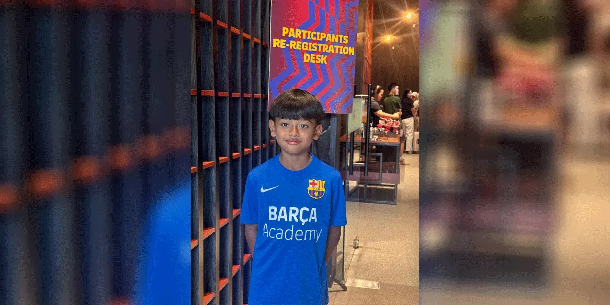 Arfa Senopati Ibrahim, pesepak bola muda asal Bekasi bakal bertolak ke Spanyol setelah berhasil menembus program Barca Academy Clinics.