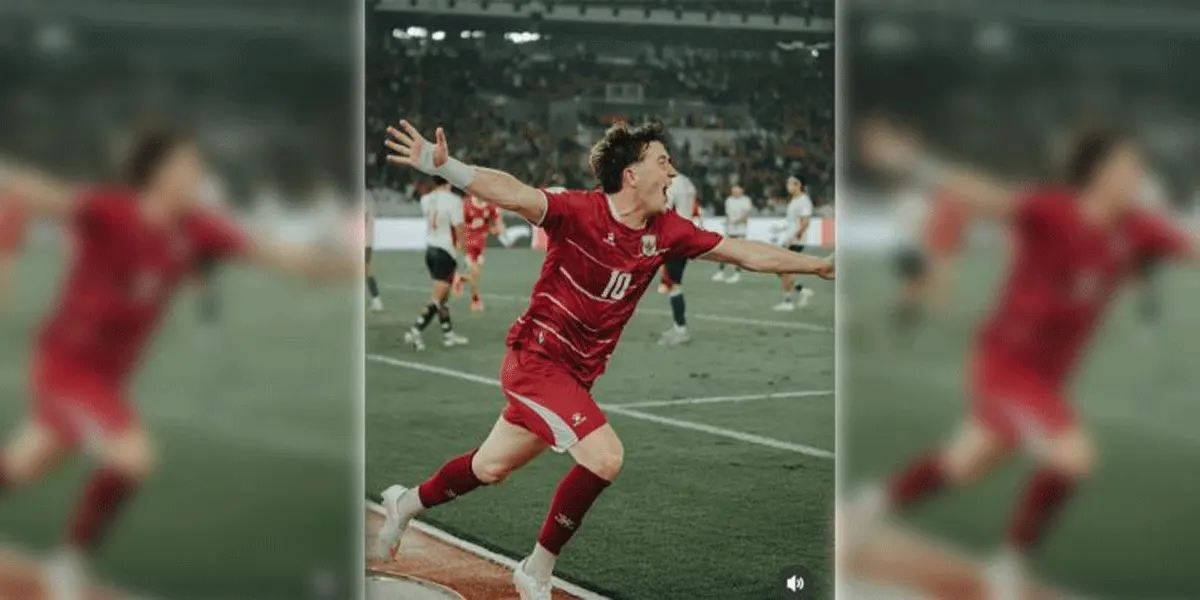 Penyerang Timnas Indonesia Ole Romeny melakukan selebrasi usai Indonesia meraih kemenangan lawan Bangladesh dan memastikan lolos ke final FIFA ASEAN Cup 2026.